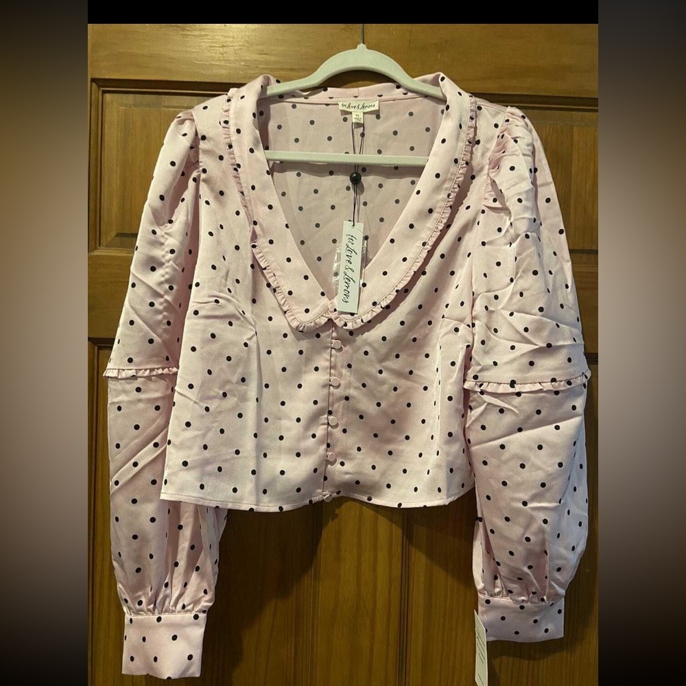 NWT! For Love & Lemons polka dot crop blouse